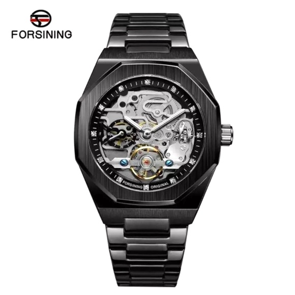 Men's Watch Skeleton Mechanical Luminous Luxury Waterproof Sport Octagon Shaped - Picture 1 of 11